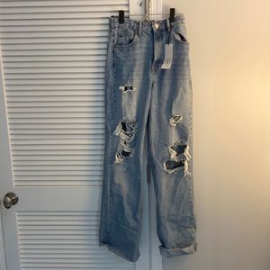 Zara wide leg ripped jeans